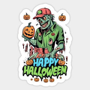 Happy Halloween Zombie Tee: A Ghoulishly Good Time! Sticker